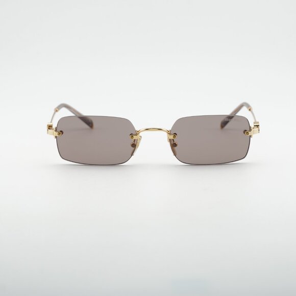 Miu Miu MUB50S 5AK20I Sunglasses Gold Rectangle Frame, Light Brown Lenses main image 9